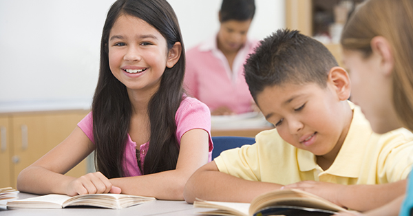 students reading